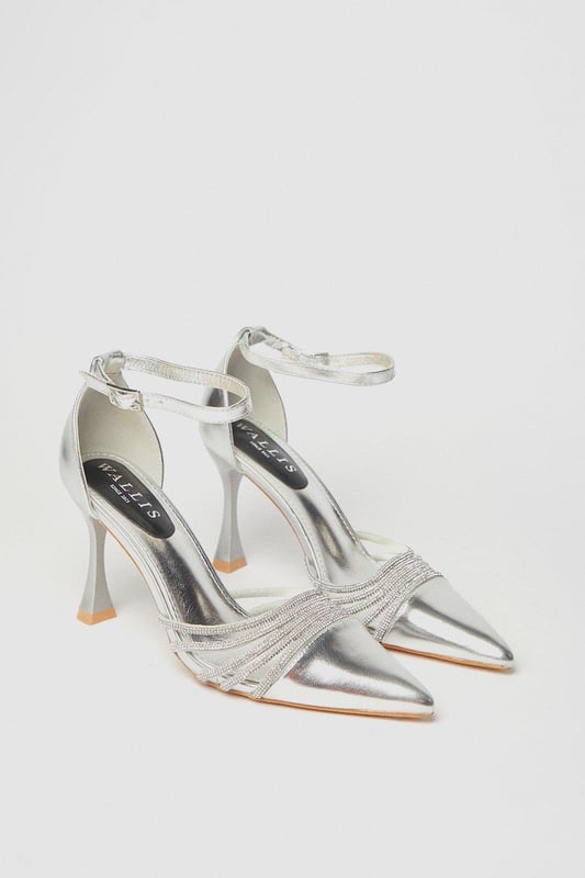 London Diamante Stiletto Heeled Court Shoes