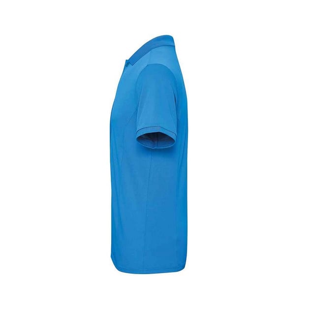 Double piqu knit. Easy care fabric. Coolplus wicking yarn.  finish. Snag crease and shrink resistant. Quick dry. Semi-fitted. Knitted bound collar and cuffs. Three self colour button placket. Side panels. WRAP Certified Production. Materials: 100% Coolplus polyester.