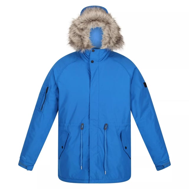 Material: 100% Polyester. Fabric: Peached. Lining: Taffeta. Design: Logo, Plain. Adjustable Waist, High Warmth, Taped Seams. Fabric Technology: Breathable, DWR Finish, Insulating, Isotex 5000, Quick Dry, Thermo-Guard, Waterproof, Windproof. Cuff: Adjustable. Neckline: Hooded. Sleeve-Type: Long-Sleeved. Hood Features: Faux Fur Trim, Grown On Hood, Toggle Adjuster. Pockets: Internal Zip Pocket, 1 Sleeve Pocket, Zip, 2 Lower Pockets, Flap Closure, Snap Fastening. Fastening: Two Way Zip. 5000g/m¬≤/24hrs. Hem: Shockcord Hem.