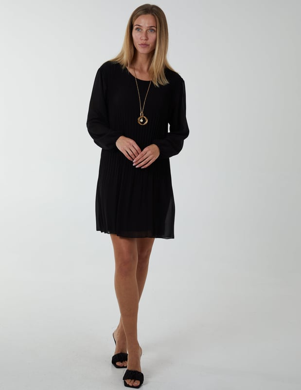 You will never lose your confidence when you step out of your house with this Long Sleeve Pleated Dress. Not only its made of fabrics that give this dress durability and elasticity, it also has a lovely loose silhouette for you to show off your figure, a v neckline that will make this dress look great with a strappy heels, a mini length that adds elegancy to this dress and makes it the perfect choice for party season or an evening out!  
