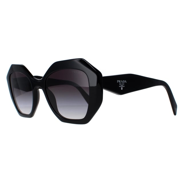 Prada Round Womens Black Grey Gradient PR16WS  Sunglasses are a glamorous design made of high-quality acetate material that ensures durability and comfort. The temples are adorned with the iconic Prada logo, adding a touch of sophistication. These sunglasses are perfect for any occasion, whether it's a day out in the sun or a night out on the town..
