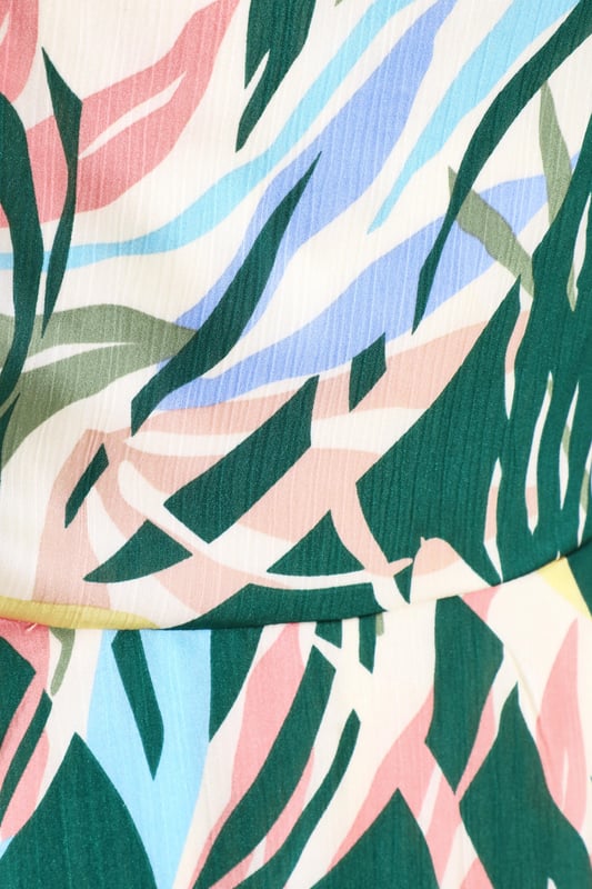 - Tropical print - Satin finish - Cowl neckline - Cross back design - Model height: 5 7" - Model wears uk 8 / us 4 / eur 36 - Always check the wash care label, cool hand wash with mild detergent