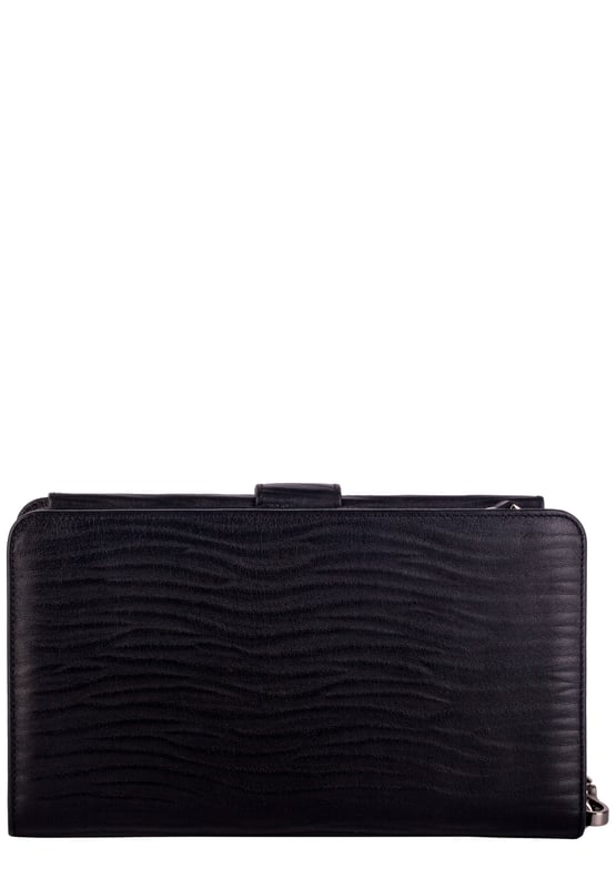 This hardworking travel wallet / document holder is super practical and stylish. With 18 card holder slots, three large slip pockets and a large zipped pocket, you can organise all your important travel documents and currency. The rigid grain leather gives it an antique look and the intricate stitch detail finishes off the look. Features: , Rigid grain leather, Smith & Canova blind debossed logo, Three large slip pockets, 18 card holder slots, ID window slot, Transparent picture slot, Large zipped pocket, Detachable leather wrist strap