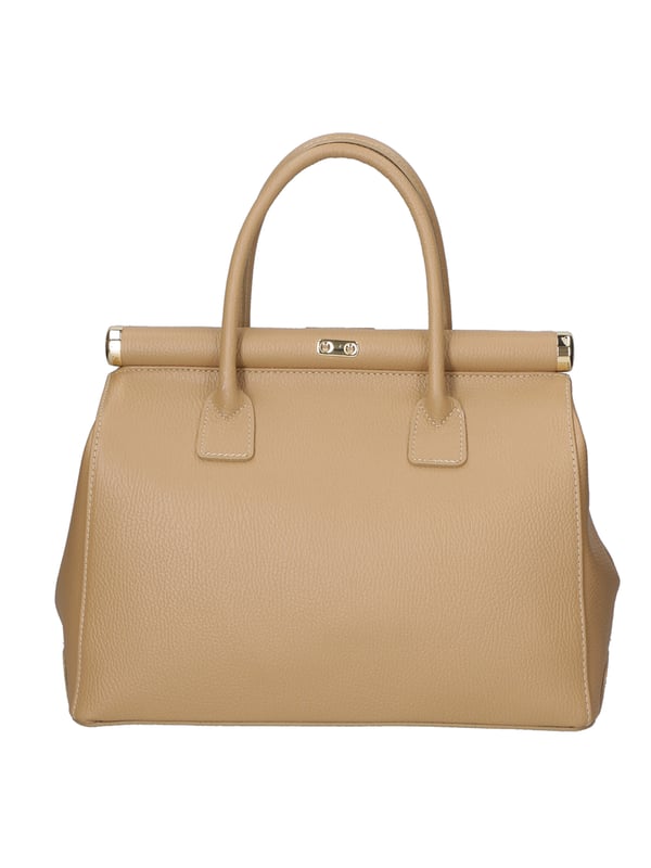 Bolso de mano de mujer de dos compartimentos con bandolera extraíble. Producto artesanal italiano en piel genuina dólar. Hecho en Italia