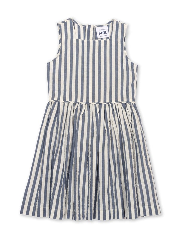 100% organic cotton | Proud to be certified to the Global Organic Textile Standard (GOTS) | Woven stripe fabric  | Zip opening with zip guard | Sleeveless | Square neck | Piping detail at waist | Made in India | Machine washable at 40 degrees, or at 30 degrees to be kinder to the planet