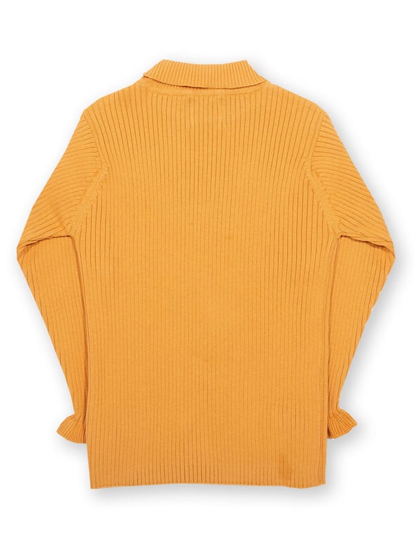 Enjoy all the practicality of a top plus the warmth and comfort of a jumper with this choice. Featuring a gorgeous butterscotch rib knit, roll neck and frill cuff detail, this piece of organic knitwear goes perfectly with so many of Kite's skirts, dresses and more.