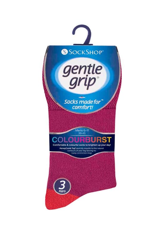 With a specially designed HoneyComb Top, Sockshop soft Gentle Grip® Socks are made more comfortable for all wearers, but particularly if you struggle with circulatory problems or swollen legs, ankles and feet. This collection of designs look as good as they feel too, made from soft, comfortable cotton rich yarn. keep your feet odour free with flat seamed toes for extra wearability All SockShop Gentle Grip® Socks are constructed to care for your legs, comfortably moulding to their natural contours without leaving any of those ugly, irritating and itchy constriction rings. These really are the socks going forward for anyone who dislikes those tight tops. Gentle grip tops that do not fall down with wear and are ideal for diabetics too!
