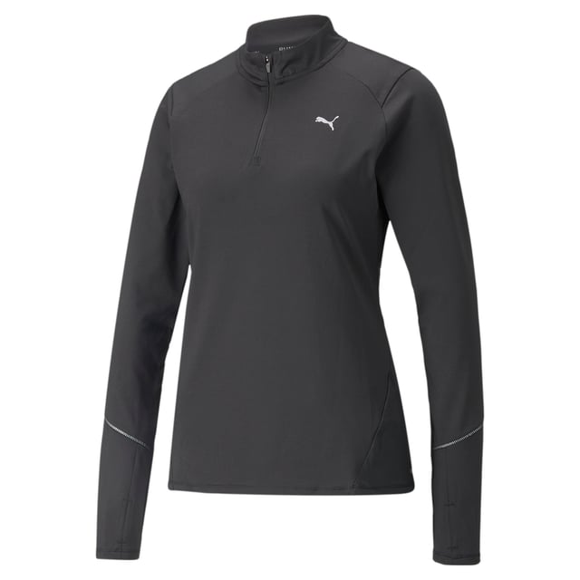 PRODUCT STORY Experience performance at its most essential with our 5K collection, a line of impeccably engineered gear for the serious runner with uncompromising tastes. Our 5K Knit Half-Zip Running Top is a stylish and sustainable answer to warmth on the go for the dedicated runner, featuring recycled materials and the latest in dryCELL technology. FEATURES & BENEFITS Contains Recycled Material: Made with recycled fibers. One of PUMA's answers to reduce our environmental impact.dryCELL: PUMA's designation for moisture-wicking properties that help keep you dry and comfortablemiDori®: Made with the bio-based finishing treatment miDori® bioWick. DETAILS High neckDecorative seamsReflective design elementsStrategically placed mesh to enhance breathability and provide ultimate ventilation