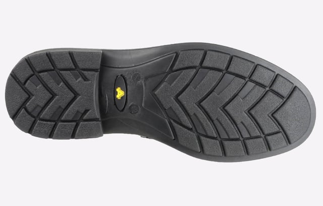 A leather slip on safety shoe with antistatic function, lightweight SRC slip resistant sole.
- Smart black leather safety shoe ideal for industrial office use- Slip-on mono-black shoe crafted with a smooth leather upper- Constructed with single density PU sole offering excellent slip resistance- Mocc front with mid leather overlay detail- Steel toe cap protection against 200 joules impact- Antistatic- Energy absorbing heel- Meets EN ISO 20345:2011 safety footwear standards- Passes SRC slip resistance standards
