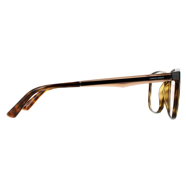 Giorgio Armani bril AR7187 5026 Havana Men zijn een slank modern ontwerp met gevleugelde tempels en het Giorgio Armani -logo naar de tempels.