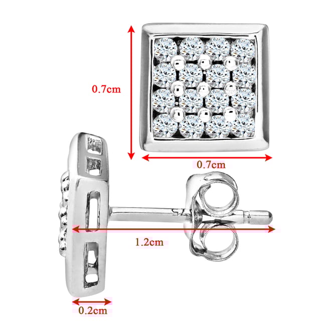 9K (375) White Gold: 0.85gr; # Diamond: 0.40ct; # Dimension: 0.79cm x 0.79cm