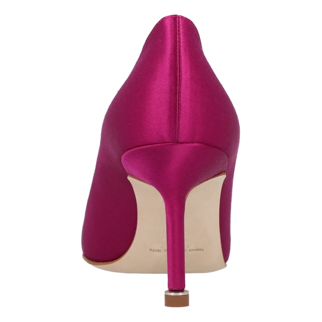 Satin almond toe pumps featuring a square crystal buckle encased in a gunmetal frame. Finished with a stiletto mid heel.

 Upper: 68% viscose, 32% silk.
Sole: 100% cow leather.
Lining: 100% kid leather.
Heel measures 70 mm.
Made in Italy.Measurments:
