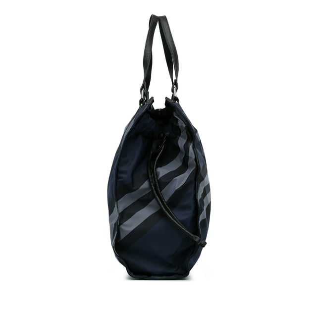 Vintage Burberry Nylon Smoke Check Buckleigh Tote Bag Blue