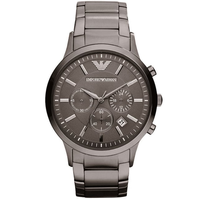 Elegante Herrenuhr der Marke Armani. Das Gehäuse hat einen Durchmesser von 43 mm und das Uhrwerk ist ein Quarzwerk.  Marke: ArmaniModellname: AR2454 (43mm)Kategorie: HerrenuhrMaterialien: EdelstahlFarbe: anthrazit