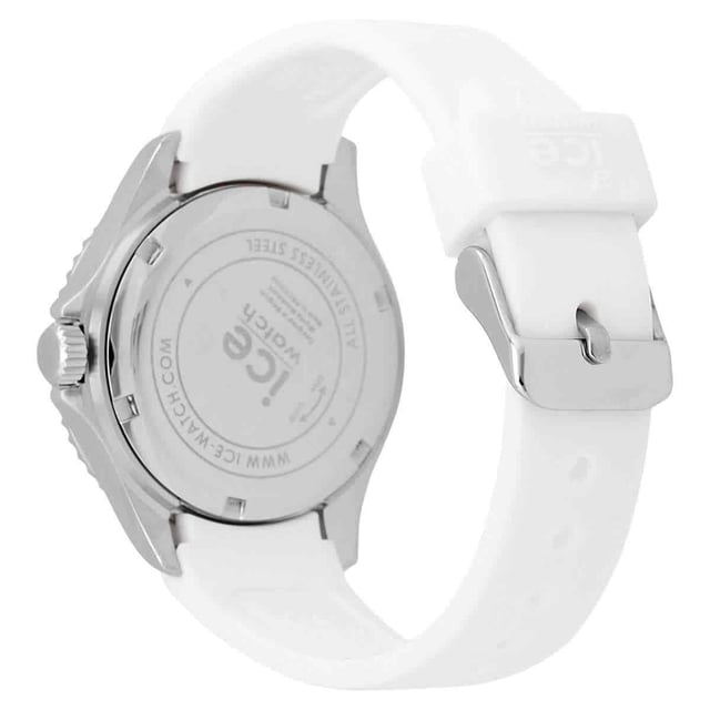 This Ice Watch Ice Steel - White Pastel Blue Analogue Watch for Women is the perfect timepiece to wear or to gift. It's Silver 35 mm Round case combined with the comfortable White Silicone watch band will ensure you enjoy this stunning timepiece without any compromise. Operated by a high quality Quartz movement and water resistant to 10 bars, your watch will keep ticking. This watch with a super soft silicone strap, will add a flash of vibrant style to all your outfits! This Analogue watch has a Calendar function: Date , Luminous Hands and Luminous Numbers High quality 16 cm length and 19 mm width White Silicone strap with a Buckle Case diameter: 35 mm,case thickness: 11 mm, case colour: Silver and dial colour: Blue
