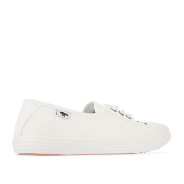 Womens Rocket Dog Chow Chow Elsie Eyelet Pumps in white.- Light Blue Canvas cotton with floral embroided detail.- Elastic lace closure.- Slip-on style.- Plush foam comfort insole.- Vulcanized rubber sidewall with toe cap.- Textile and synthetic upper  Textile lining  Synthetic sole.- Ref: CHOWCHOWEE