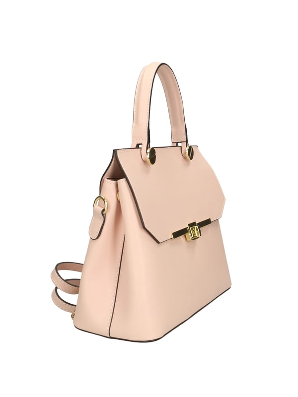 Bolso de mano para mujer en piel genuina arrugada con doble compartimento. Equipado con una correa de hombro extraíble. Producto artesanal italiano. Fabricado en Italiaù