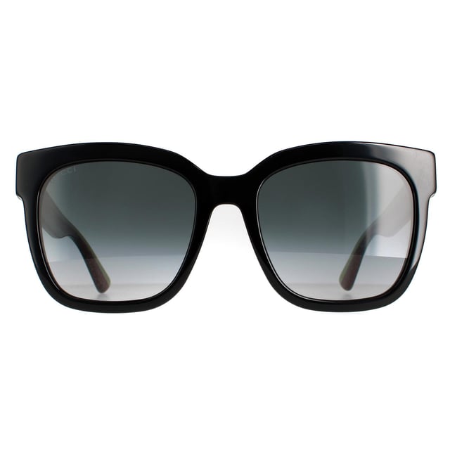 Las gafas de sol Gucci Square para mujer en negro con degradado gris de purpurina verde y roja GG0034SN son una montura glamurosa y sobredimensionada de forma cuadrada. La montura de acetato grueso es ligera y cómoda, con el emblemático logotipo metálico GG de Gucci en cada una de las patillas. Un estilo impresionante que siempre va a la última.