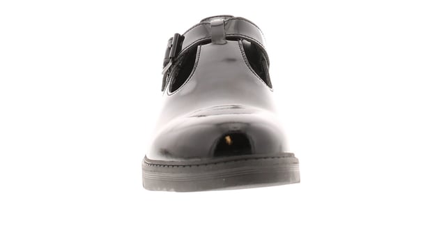 Kickers Girls School Shoes Finley T Bar Leather Buckle Black. Leather Upper. Pu Lining. Synthetic Sole. Footwear Slip-On.