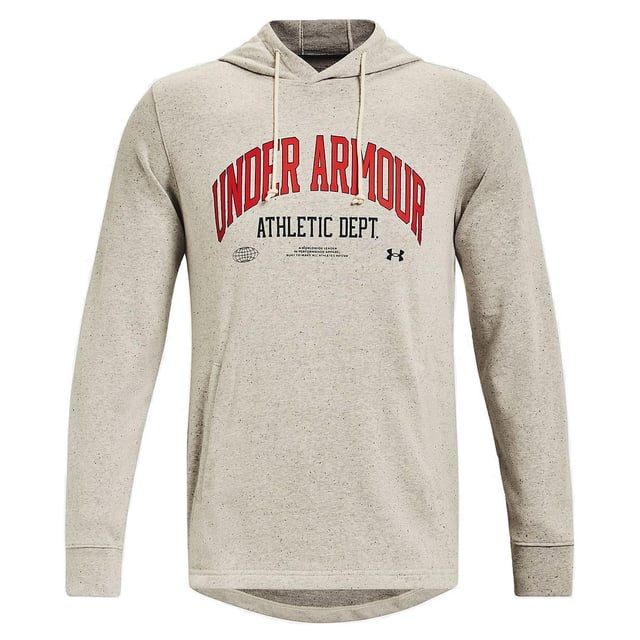 The Under Armour Rival Try Athletic Dept Men's Grey Hoodie is a stylish and versatile addition to your athletic and casual wardrobe. Designed for comfort and fashion, this hoodie is ideal for a wide range of activities and everyday wear.

Key Features:

 Premium Material:  Crafted from high-quality fabric, this hoodie offers a soft and comfortable feel against your skin while ensuring durability and long-lasting wear.

 Athletic Dept Branding:  The "Athletic Dept" branding adds a sporty and stylish touch to the hoodie's design, showcasing your athletic spirit.

 Hood with Drawstrings:  The adjustable hood with drawstrings allows you to customize your fit and provides added protection against the elements when needed.

 Kangaroo Pocket:  A front kangaroo pocket offers convenient storage for your essentials or a warm place to keep your hands.

 Ribbed Cuffs and Hem:  The ribbed cuffs and hem provide a secure fit and contribute to the hoodie's overall style.

 Athletic Fit:  Designed with an athletic fit, this hoodie maintains a modern and sleek silhouette while allowing for ease of movement and comfort.

 Versatile Wear:  Whether you're heading to the gym, going for a jog, running errands, or simply want a comfortable and stylish hoodie for everyday activities, this Rival Try hoodie is a versatile choice.

 Moisture-Wicking Technology:  Under Armour's moisture-wicking technology helps keep you dry by efficiently wicking away sweat and moisture from your skin.

Elevate your casual and athletic attire with the Under Armour Rival Try Athletic Dept Men's Grey Hoodie. This hoodie combines comfort, style, and athletic flair to provide a versatile and fashionable option for your everyday wear. Whether you're hitting the gym, running errands, or simply want to stay cozy in style, this Rival Try hoodie is designed to meet your needs.