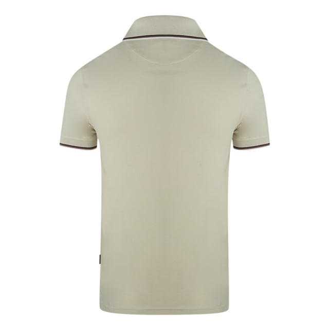 Aquascutum Beige Polo Shirt med märkeslogotyp. Märkeslogotyp, korta ärmar. Stretch Fit 95% bomull 5% elastan. Normal passform, passar perfekt i storlek. QMP024 10