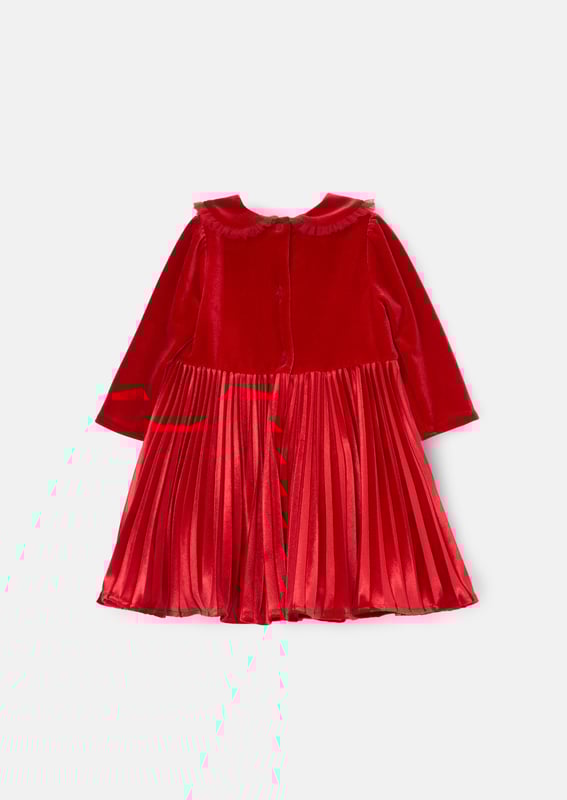 It's official. We've found THE perfect first Christmas dress for your little one. Crafted from luxurious   velvet. it's finished off with a pretty pleated collar and skirt. Simply divine!.