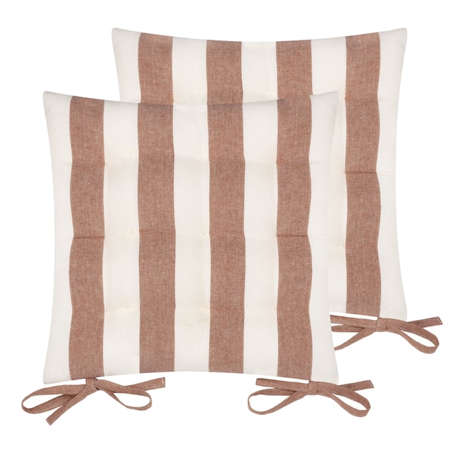 Elevate your seating with the Hayle Striped Cotton Seat Pads, crafted from 100% cotton and designed to bring comfort and style to your living space. Perfect for both indoor and outdoor use, these pre-filled seat pads feature a soft yet durable finish with calming stripe patterns on each side, adding versatility and a timeless aesthetic. The addition of secure tie fastenings ensures they stay neatly in place, while the plush filling provides exceptional support. Whether enhancing your garden furniture or bringing a relaxed, modern edge to your dining room, these seat pads effortlessly combine style with functionality.