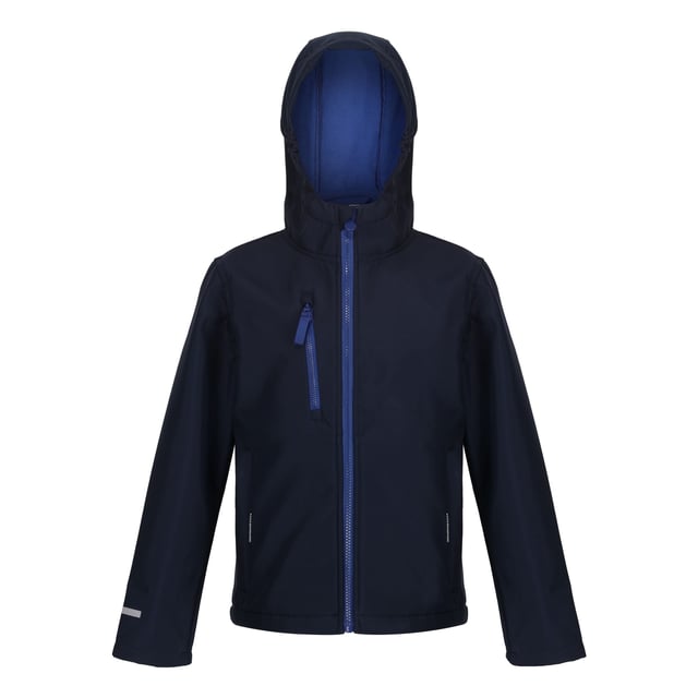 Material: 100% Polyester. Lining Material: 100% Fleece. Lining: Contrast. Fabric: Softshell, Woven. Design: Reflective Detail. Fabric Technology: Breathable, Waterproof, XPT. 3 Layer Membrane, Contrast Zip, Inner Zip Guard. Neckline: Hooded. Sleeve-Type: Long-Sleeved. Hood Features: Elasticated, Grown On Hood. Pockets: 2 Zip Pockets, 1 Chest Pocket, Zip. Fastening: Full Zip. 10000g/m¬≤/24hrs. Sustainability: Made from Recycled Materials.