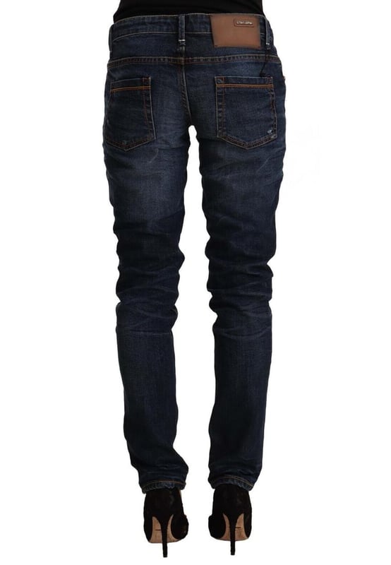 100% Authentic ACHT Skinny Jeans
  Crafted from cotton
  Slim fit
  Zipper and button closure
  Blue washed color
  Made from 98% cotton and 2% elastane
  Two front and two back pockets
  Button fly
  Logo details
Material: 98% Cotton 2% Elastane