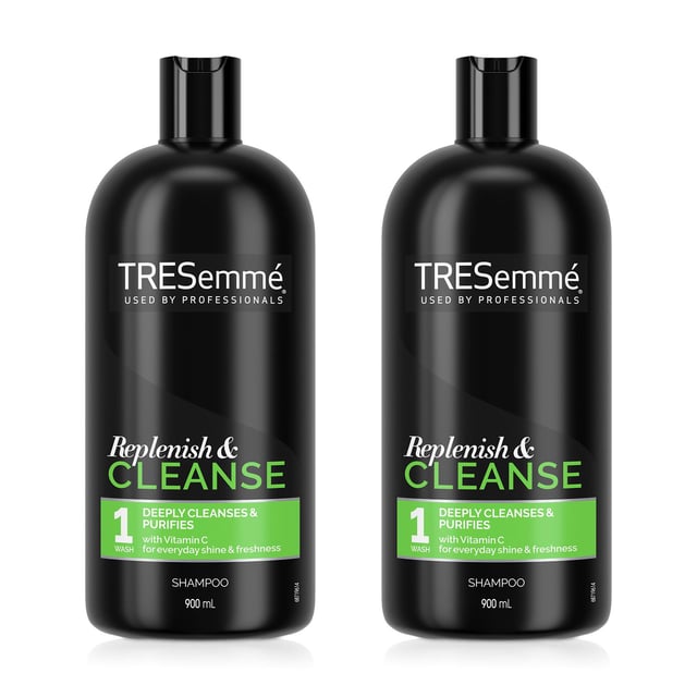Tresemme Deep Cleansing Shampoo, infused with multivitamins, gently cleanses away build-up and impurities that can weigh the hair down and diminish its natural shine. Gentle enough for daily use, so you can reveal fresh, clean, purified hair every day. 
Tresemme Deep Cleansing Shampoo is a classic shampoo that refreshes hair for added body and shines and contains a clarifying formula for removing build-up and impurities. Clarifying shampoo gently removes build-up and heavy residue that diminishes hair's shine for that just-left-the-salon feel.

Features:

Tresemme Cleanse and Replenish Deep Cleansing Shampoo gently remove build-up that diminishes hair shine.
Washes hair of the residue from waxes, pomades, creams, sprays, and more.
Formula enriched with vitamin C.
Gentle enough for daily use.
Coat hair with a liberal amount of clarifying shampoo and gently massage the scalp and roots with your fingertips to work into a lather.
Lightly squeeze the shampoo from roots to ends and rinse thoroughly, finish with Tresemme Cleanse and Replenish Remoisturize Conditioner.

How to USE: 

Apply to wet hair from roots to ends.
Work into a lather and gently massage the scalp.
Rinse thoroughly.
Follow with TRESemmé Remoisturize Conditioner.
Style with your favourite TRESemmé products.
In case of contact with eyes, rinse thoroughly with water

Ingredients: Aqua, Sodium Laureth Sulfate, Cocamidopropyl Betaine, Sodium Chloride, Parfum, Sodium Benzoate, Citric Acid, Polyquaternium-10, Disodium EDTA, PPG-9, Sodium Hydroxide, Panthenol, Ascorbic Acid, Tocopheryl Acetate, Citrus Tangerina Peel Oil, Niacinamide, Biotin, Hexyl Cinnamal, Limonene, Linalool, CI 61570.

Package Includes: 2x Tresemme Multi-Vitamin Deep Cleansing Shampoo, 900ml