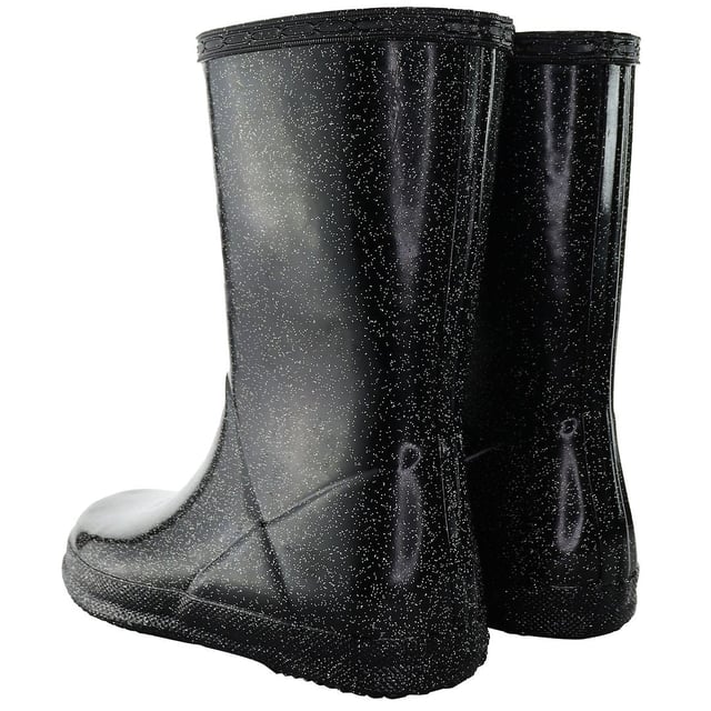 Introducing the Hunter First Classic Starcloud Kids Black Boots—a stylish and practical choice for young adventurers. Designed by the renowned brand Hunter, these boots combine functionality with a touch of celestial flair. Let's explore the key features of the Hunter First Classic Starcloud Kids Black Boots:

 Classic Design:  The boots feature the classic design that Hunter is known for, with a tall shaft for optimal coverage and protection. This design ensures that little feet stay dry and comfortable, making these boots suitable for various weather conditions.

 Starcloud Print:  Adding a playful and whimsical touch, the Starcloud print on these boots features celestial elements like stars. This design not only enhances the aesthetic appeal but also captures the imagination of young wearers.

 Waterproof Construction:  Hunter is renowned for its waterproof boots, and the First Classic Starcloud Kids Boots are no exception. The waterproof construction ensures that little feet stay dry during rainy days, making them perfect for puddle-jumping adventures.

 Durable Material:  Crafted from high-quality materials, these boots are designed to withstand the activities of active kids. The durable construction ensures longevity, making them a reliable choice for everyday wear.

 Easy On and Off:  The boots are designed with little ones in mind, featuring an easy-on design. This makes them convenient for kids to put on and take off independently, promoting a sense of autonomy.

 Comfortable Lining:  The boots are likely to have a comfortable lining, providing a cozy and snug fit. This feature ensures that young adventurers can enjoy their outdoor activities in comfort.

 Grippy Outsole:  The sturdy outsole provides reliable traction, reducing the risk of slips and falls. This is particularly important for kids who love to explore various terrains.

 Iconic Hunter Logo:  The iconic Hunter logo is likely featured on the front or side of the boots, showcasing the brand's commitment to quality and style. The logo adds a touch of authenticity to these playful and functional boots.

 Available in Kids' Sizes:  The Hunter First Classic Starcloud Boots are available in a range of kids' sizes, ensuring a proper and comfortable fit as children grow.