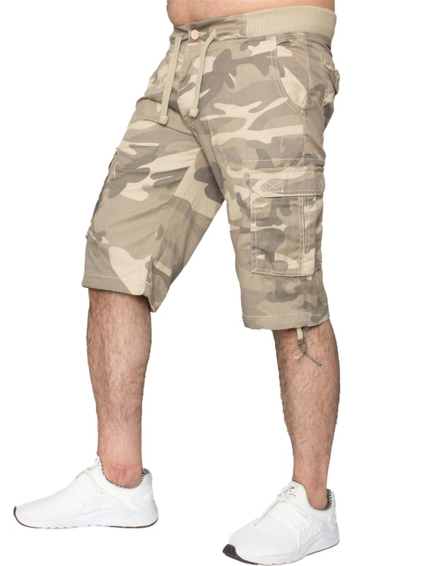 Enzo Mens Cargo Combat Camo Shorts