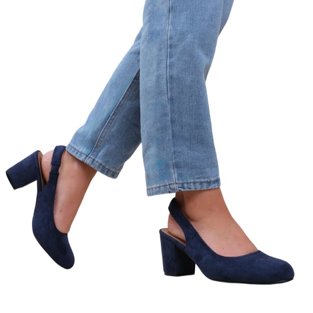 Boven: Suède. Binnenzool: Verstevigd. Buitenzool: Rubber, Tractiegrip. Stoftechnologie: Duurzaam. Slingback. Blokhak. Hakhoogte: 2.7in. Ontwerp: Eenvoudig. Teenstijl: Rond. Sluiting: Enkelbandje. Geschikt voor: Breed.
