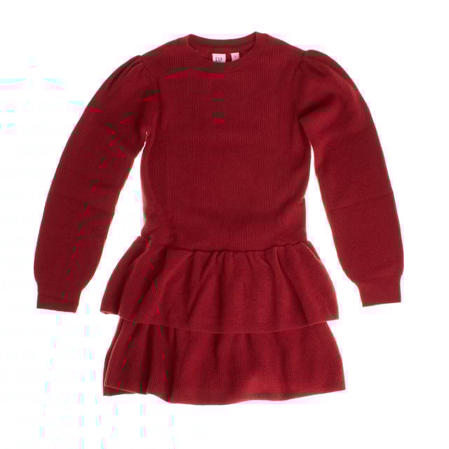 This elegant girl's dress is made from a thick knit fabric, ideal for cool climates.

 Its design includes long sleeves with slight gathering on the shoulders, adding a delicate and feminine touch.

 The top of the dress has a fitted fit, while the skirt is made up of two ruffles, creating a beautiful layered effect with volume, which adds movement and style to the garment.

 The round neck and no additional embellishments design make this dress versatile and easy to pair for formal or casual occasions.

 It is a perfect garment for autumn or winter, combining fashion and comfort, ideal for keeping girls warm and stylish at the same time.
 Composition: 53% Cotton, 43% Nylon
 Care:
- Hand wash or delicate cycle.
 - Use mild detergents.
 - Do not use a dryer.
 - Iron at low temperature.
 - Do not dry clean.