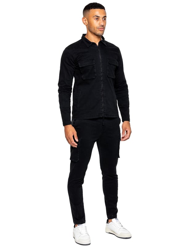 Enzo Mens Cargo Trousers. Regular Fit, Straight Leg, Enzyme Wash. 5 Pocket Design. 2 Side Pockets, 2 Cargo Pockets With Velcro Fastening. Single Back Welt Pocket. Elasticated Waistband With Adjustable Drawstring