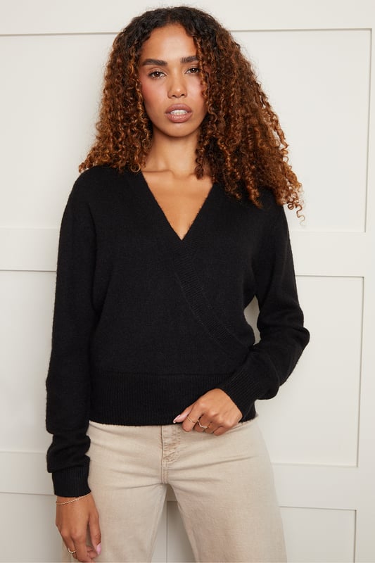 Black wrap jumper new arrivals