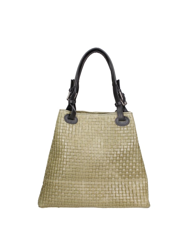 Dames shopper met magnetische knoopsluiting. twee binnenzakken met ritssluiting en één open binnenzak. afwezige externe zakken. verstelbare en afneembare lederen schouderband. Leren handvat. één binnenvak.  extern materiaal. gevoerd met 70% katoen - 30% polyester binnenkant. Afmetingen: 32x29x17 cm. Gemaakt in Italië