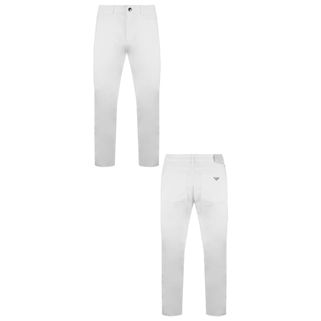 Emporio Armani J18 Slim Fit High Waist Womens White Bottoms 6Z2J18 2N74Z 0101
