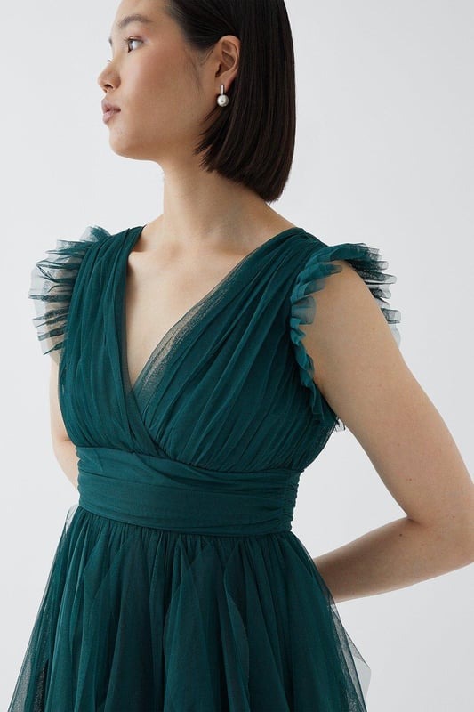 Petite Cross Front Halter Neck Bridesmaids Midi Dress