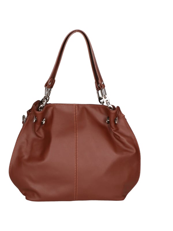 Bolso bandolera para mujer. El cierre es con cremallera. Los bolsillos internos son uno con cremallera. Los bolsillos externos son uno en la espalda con cremallera. La bandolera es ajustable y extraíble en piel. El mango es de cuero. Hay dos compartimentos internos. El material exterior es piel auténtica sauvage. Internamente está forrado en tejido 70% algodón - 30% seda. Medidas: 38x30x12 cm. Hecho en Italia