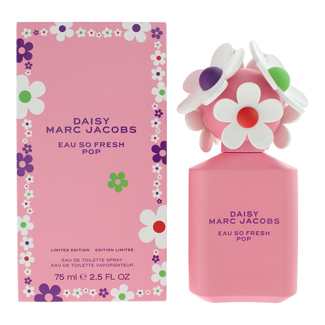 Daisy Eau So Fresh Pop, launched in 2023, is a Floral Fruity fragrance for women by Marc Jacobs. Perfect for Spring and Summer, this fragrane is mostly worn during the day. Top notes of this fragrance are Lemon, Lime and Pear. Middle notes of this fragrance are Raspberry, Violet and Rose with base notes of Cedar, Moss and Musk.