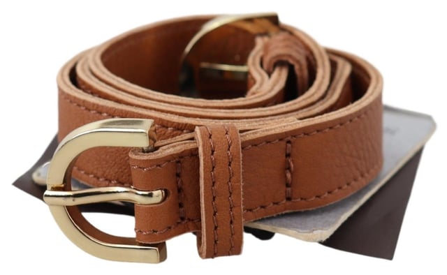Brand new with tags
  Crafted from brown leather
  Gold-tone hardware
  Double buckle fastening
  Solid pattern
  Quality leather
  Classic brown color
  Logo details
  Made in Italy
  Perfect accessory for women
Material: Leather