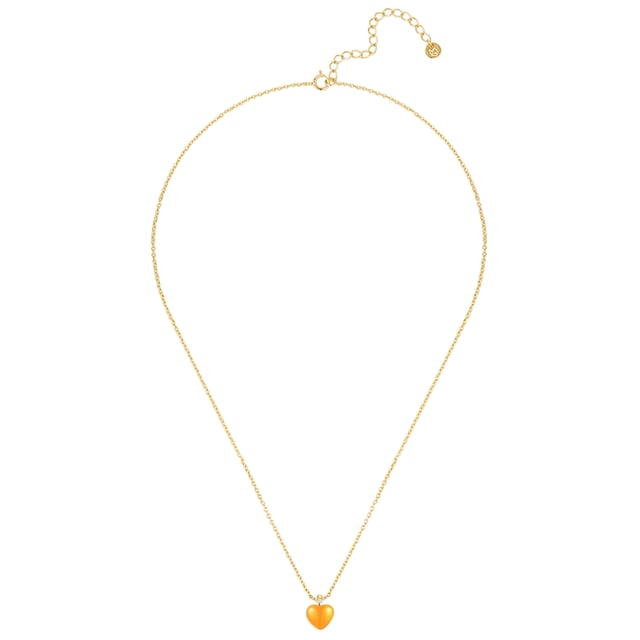 Give your outfit a charming sparkle with the chain from the Glanzstücken München brand. The fine anchor chain is made from the finest 925 sterling silver and refined with elegant 14 carat yellow gold plating, which gives it a warm, attractive shine. The eye-catcher of this piece of jewelry is the heart-shaped pendant, which is lovingly covered with enamel. A precisely set Lab Grown Diamond decorates the heart and provides a subtle but effective glitter effect. This piece is perfect for everyday wear or special occasions to add a delicate, romantic touch to your look.