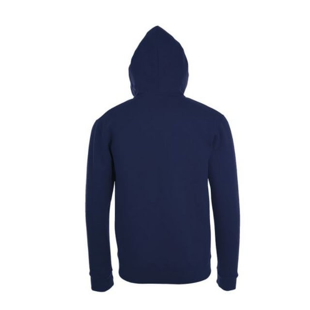 Mens hoodie. Drop shoulder style. Brushed back fleece. Hood with self fabric drawcord. Full length front zip. Two front pockets. Ribbed cuffs and hem. 260gsm. Fabric: 50% Cotton, 50% Polyester. Mens Chest (to fit inches): S(36/38), M(38/40), L(41/42), XL(43/44), XXL(45/47).