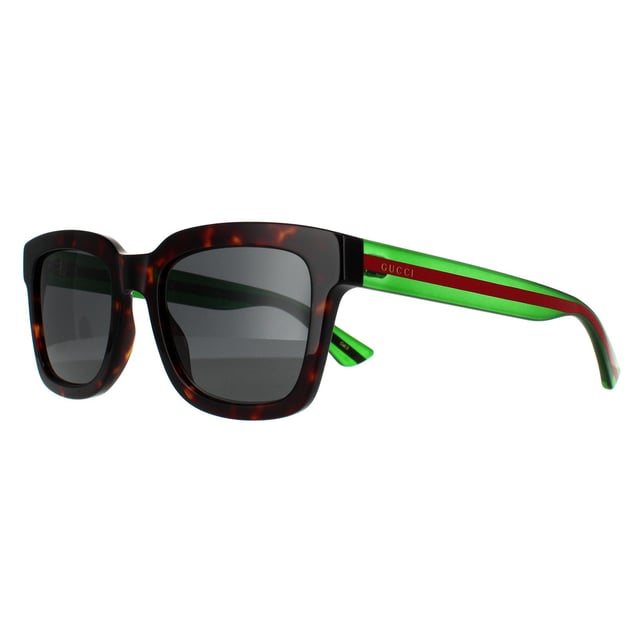 Gucci Rectangle Mens Havana Green Grey Grey Sunglasses Gucci have a smart square style frame crafted from thick acetate. Versatile and easy to wear for any occasion with Gucci text branding on each temple..