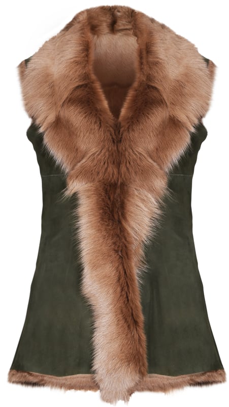 A high-quality garment that is perfect for maintaining an elegant look whilst keeping warm during the colder months. This gilet is extended in length and features our premium Spanish Toscana sheepskin, which is renowned for being amongst the warmest and most comfortable wools in the world. The soft woollen lining can either be concealed with a hook and eye fastening or exposed at the front opening in a distinctive waterfall design for an extravagant look, making it the perfect piece for adding a touch of elegance to your winter outfits. • Exclusively manufactured in the UK using double faced Toscana sheepskin • Toscana sheepskin lining is unparalleled in providing warmth and comfort • Exterior and interior painstakingly crafted for a soft silky finish • Length of 30”