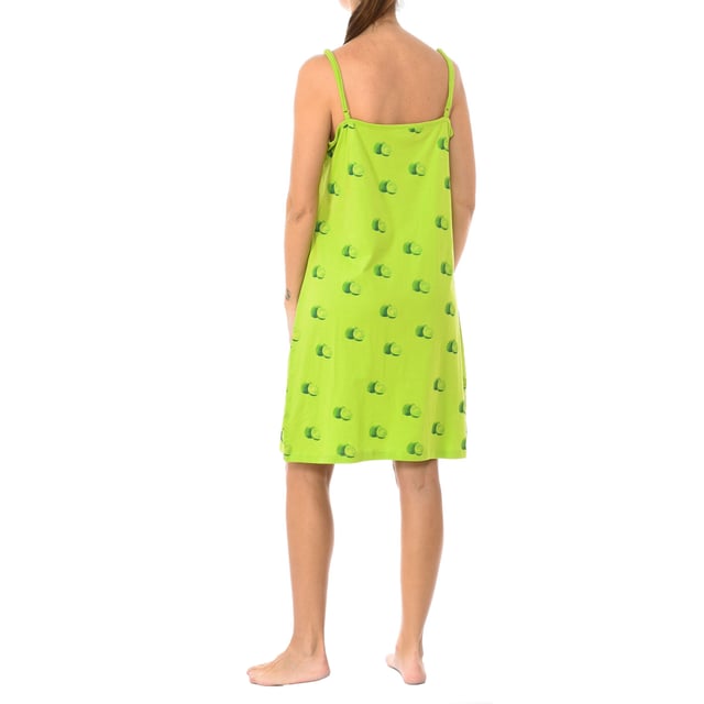 Summer nightgown from the Kisses&Love brand.
 Long/midi nightgown.
 The t-shirt has a V-neck neckline with lace and lace details in a contrasting color and a print.
 The nightgown is made of cotton, a perfect fabric for summer nights because it is breathable, soft and delicate on the skin.
 Thin adjustable straps.
 Embroidered brand logo on the front.
 Seams seen in tone.
 Composition: 100% cotton
 Care:
Accept the washing machine at max temperature. of 30º.
 Does not resist bleach or any other chlorate.
 Does not resist ironing.
 Does not resist dry cleaning.
 Does not withstand the dryer.