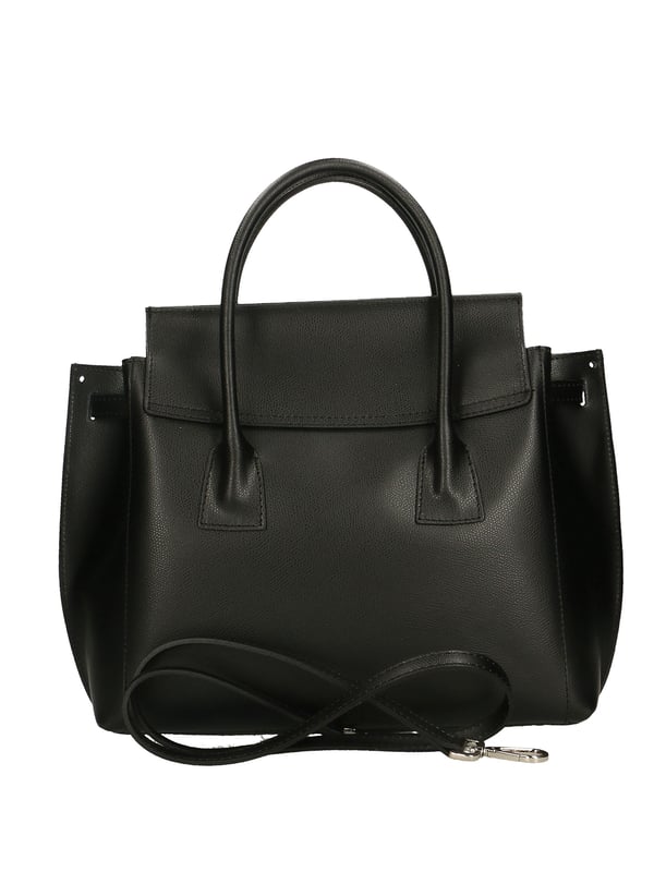 Bolso de mano de mujer en piel con cierre basculante con giratorio. Equipado con bandolera extraíble. Producto artesanal italiano. Hecho en Italia.