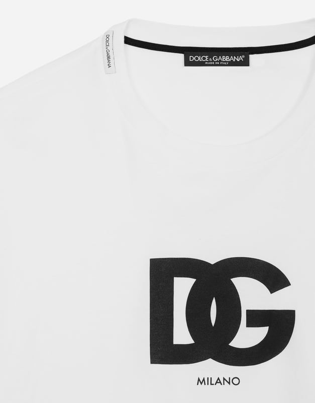 Dolce Gabbana DG Milano Logo Print T Shirt in White