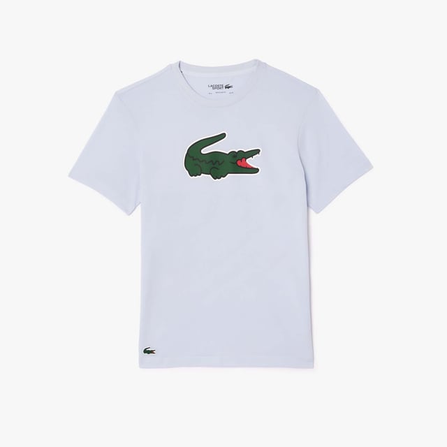 Men's Lacoste Sport Ultra-Dry Croc Print T-shirt.- Technical jersey.- Regular fit, straight cut.- Crew neck.- Print on front.- Silicone crocodile on front. Material: 65% Cotton, 35% Polyester. Ref: TH7513IL4.